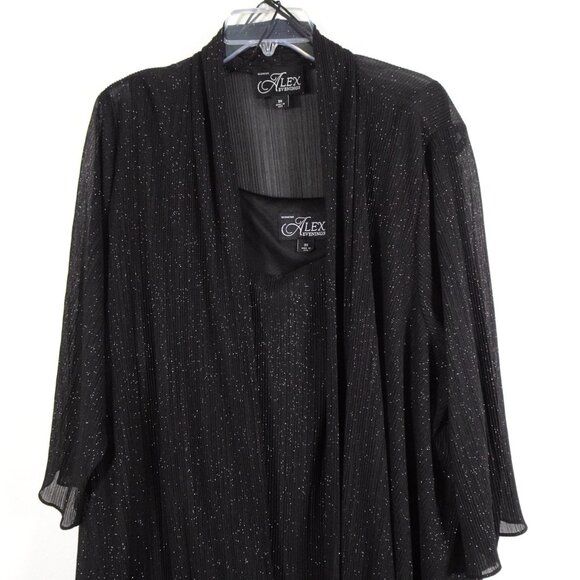 Alex Evenings Twinset Women’s Plus Size 3X Black Sparkle Cocktail Evening Flowy - Picture 2 of 14